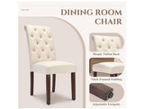Tufted Dining Chairs Set of 2 Upholstered Parsons Kitchen Chairs Beige