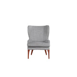 Wingback Chair – 34” Wide Modern Accent Chair, Grey Gray Upholstery, Tapered Wood Legs, Cozy & Stylish