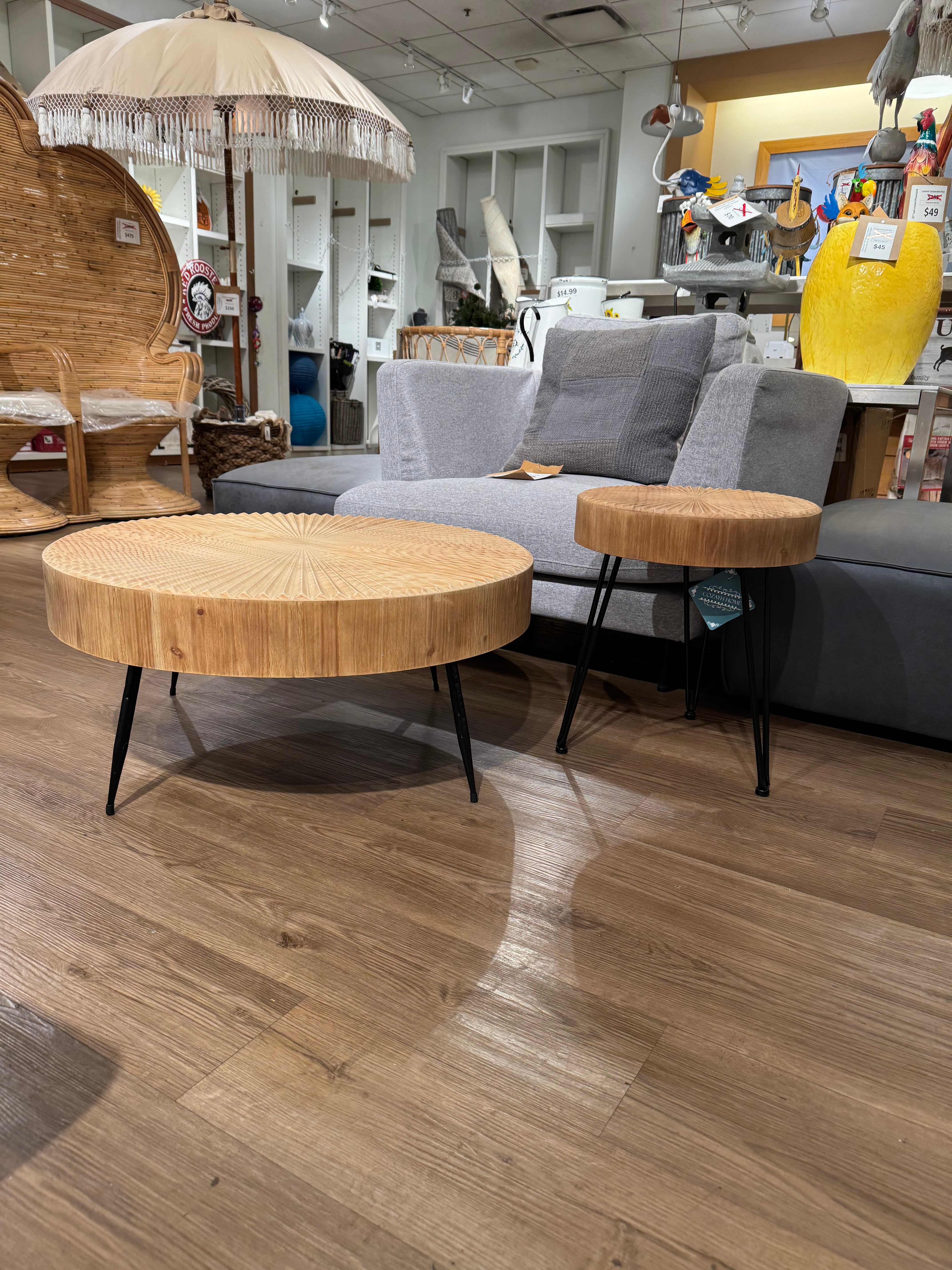 2-Piece Modern Farmhouse Living Room Coffee Table Set, Nesting