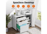 3 Drawer Rolling File Cabinet with Shelves Wood Storage Cabinet. White
