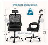 High Back Mesh Office Chair with Lumbar Support Adjustable Height Swivel Black