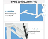 Adjustable Overbed Table with Wheels Rolling Laptop Desk White