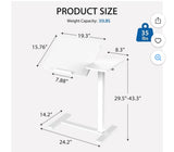 Adjustable Overbed Table with Wheels Rolling Laptop Desk White