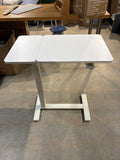 Adjustable Overbed Table with Wheels Rolling Laptop Desk White