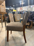 Upholstered Dining Chair Fabric Seat Wood Legs Modern Kitchen Side Chair Brown