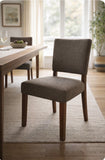 Upholstered Dining Chair Fabric Seat Wood Legs Modern Kitchen Side Chair Brown