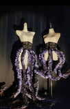 Deep Sea Tentacle Petticoat Gothic Jellyfish Skirt Cosplay Costume Lavender Black