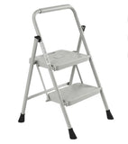 2 Step 28 Inch Heavy Duty Steel Step Ladder with Handrails Gray