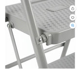 2 Step 28 Inch Heavy Duty Steel Step Ladder with Handrails Gray
