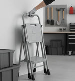 2 Step 28 Inch Heavy Duty Steel Step Ladder with Handrails Gray