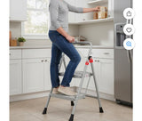 2 Step 28 Inch Heavy Duty Steel Step Ladder with Handrails Gray