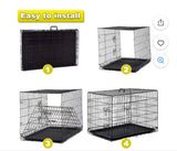 30 Inch Dog Crate Double Door Folding Metal Wire Kennel with Tray Black