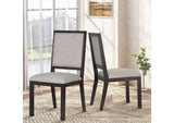 Upholstered Dining Chairs Set of 2 Farmhouse Fabric Kitchen Side Chairs Wood Legs Brown