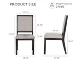 Upholstered Dining Chairs Set of 2 Farmhouse Fabric Kitchen Side Chairs Wood Legs Brown
