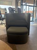Upholstered Accent Chair with Storage Ottoman Barrel Chair Set. Green