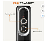 Electric Oil-Filled Radiator Space Heater Adjustable Thermostat Portable Black
