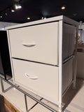 2 Drawer Nightstand, Small Dresser with Fabric Storage Bins, Versatile Bedside Table for Bedroom, Living Room, Dorm, or Entryway, Compact End Table with Sturdy Wood Top, white