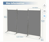 3 Panel Folding Room Divider Privacy Screen 6ft Tall Freestanding