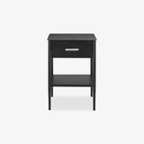 Delancey Metal Nightstand – Modern Black Bedside Table with Drawer and Open Shelf