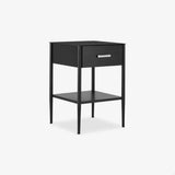 Delancey Metal Nightstand – Modern Black Bedside Table with Drawer and Open Shelf
