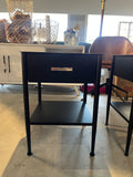 Delancey Metal Nightstand – Modern Black Bedside Table with Drawer and Open Shelf