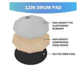 12” Drum Practice Pad Set w/ Sticks & Carry Bag Double-Sided