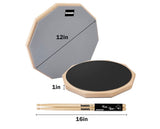 12” Drum Practice Pad Set w/ Sticks & Carry Bag Double-Sided