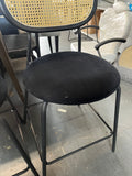 Reduced - (Set of 2) - Black Suede Rattan Counter Height Bar Stools