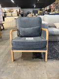 Mid Century Accent Chair w/ Wood Frame Grey Cushion Lounge Chair