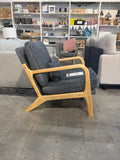 Mid Century Accent Chair w/ Wood Frame Grey Cushion Lounge Chair