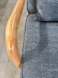 Mid Century Accent Chair w/ Wood Frame Grey Cushion Lounge Chair
