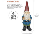 4FT Tall Outdoor Garden Gnome Statue – 48” Yard Décor (Cracked Foot)