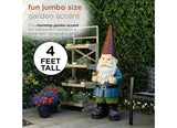 4FT Tall Outdoor Garden Gnome Statue – 48” Yard Décor (Cracked Foot)