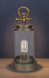 Vintage Gold Metal & Glass Outdoor Lantern w/ LED – 17”Battery Powered