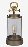 Vintage Gold Metal & Glass Outdoor Lantern w/ LED – 17”Battery Powered