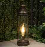 Gold Metal LED Outdoor Lantern 21” Decorative Battery Powered Accent Light