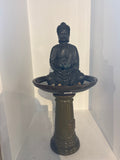 32” Buddha Water Fountain Pedestal Indoor Outdoor Zen Décor Green