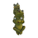 Alpine KGD432SLR solar stacked frog family statue with three green frogs – product view on white