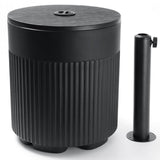 90 lb water-fillable patio umbrella base side table in black, with umbrella pole riser