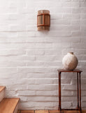 Suma Woven Jute Wooden Wall Sconce Light Beechwood Frame