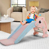 3-in-1 toddler slide with basketball hoop – pink, lifestyle indoor living room