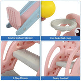 3-in-1 toddler slide with basketball hoop – pink, dimensions overview
