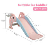 3-in-1 toddler slide with basketball hoop – pink, kids playing