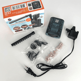 UP Aqua D-761 mini internal aquarium filter – box contents: filter body, pump, spray bar, fittings and quartz ball media