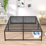 Queen metal platform bed frame – bedroom lifestyle