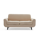 OHDOME Modern Curved Upholstered Fabric Valoren Loveseat Sofa Couch with Wooden Legs