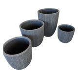 Alpine set of 4 charcoal ribbed egg planters – real photo on white