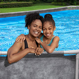 Bestway Platinum Series Power Steel 20 x 12 ft x 48 in oval above ground pool set – gray stone-print sidewall close-up (stock photo)