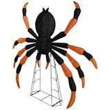 Lighted Halloween spider decoration showing orange leg segments and purple LEDs – side angle