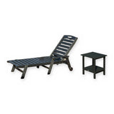 Domi black HDPE chaise lounge chair with matching side table – manufacturer image on white